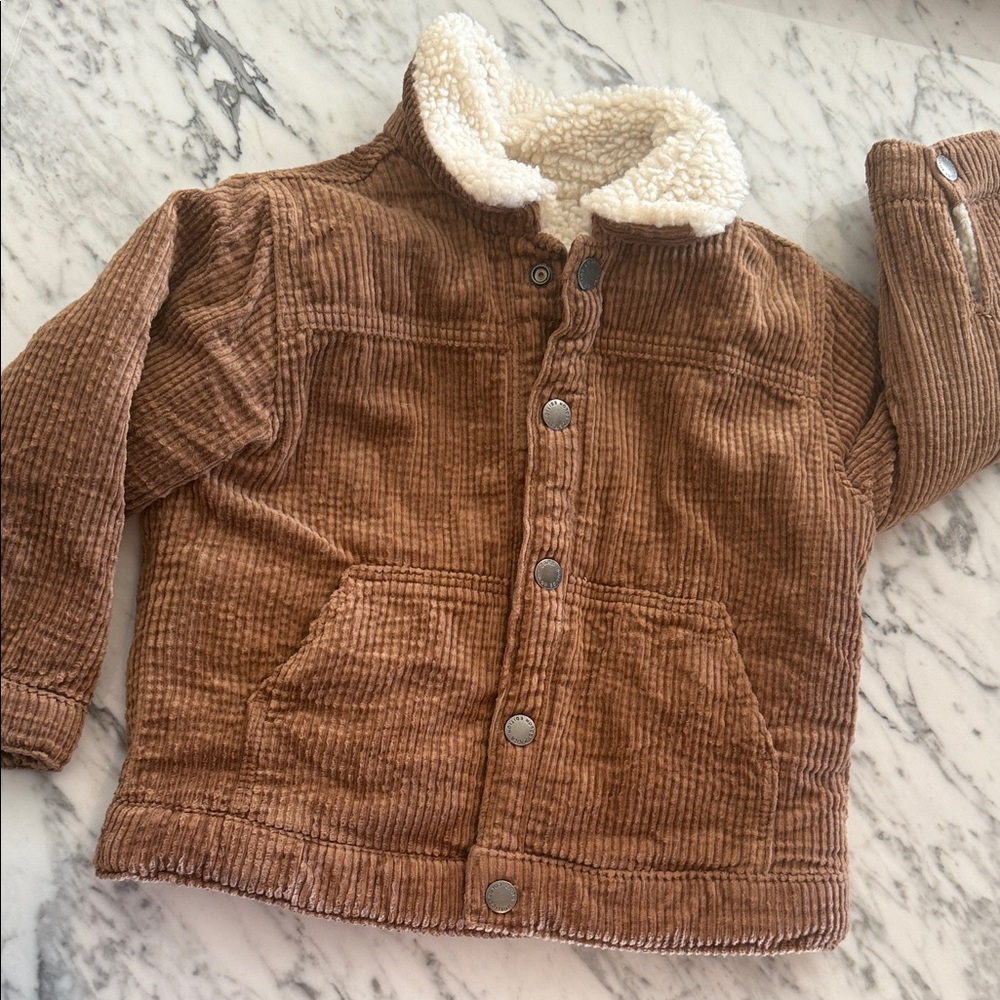 Zara Reversible Brown Corduroy & Sherpa Kids Jacket - Picture 2 of 3